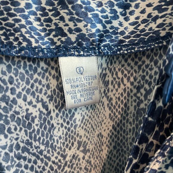 Contessa Di Roma Small Blue Snake Skin Print Slip Dress & Robe 2 Piece Sleepwear - Picture 7 of 9